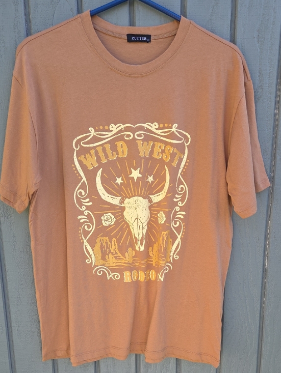 zutter Tops - New Wild West Rodeo Graphic Tee Brwon